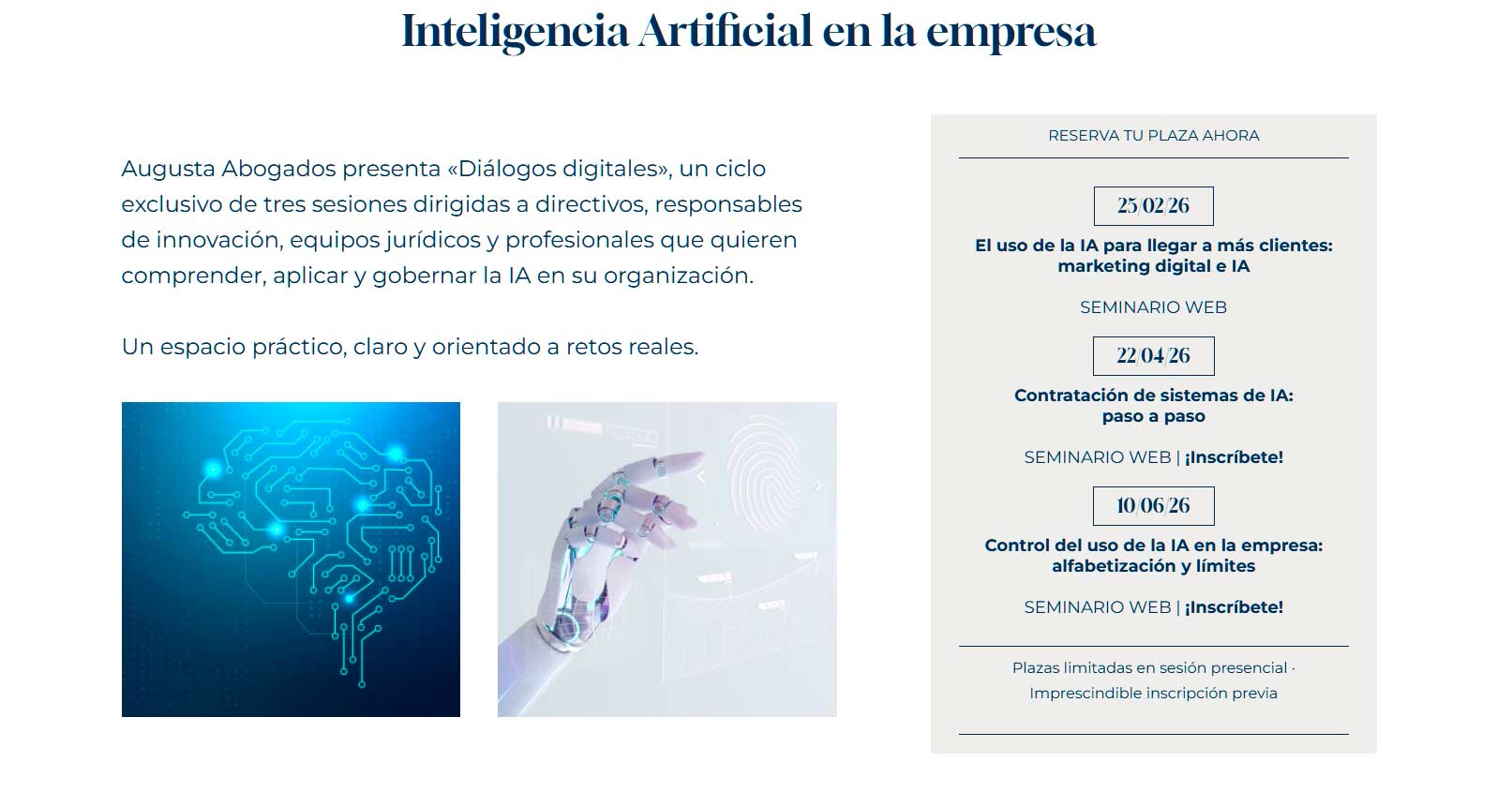 Jornadas de Concienciación sobre el uso de la Inteligencia Artificial en las Empresas Jornadas de Concienciación sobre el uso de la Inteligencia Artificial en las Empresas