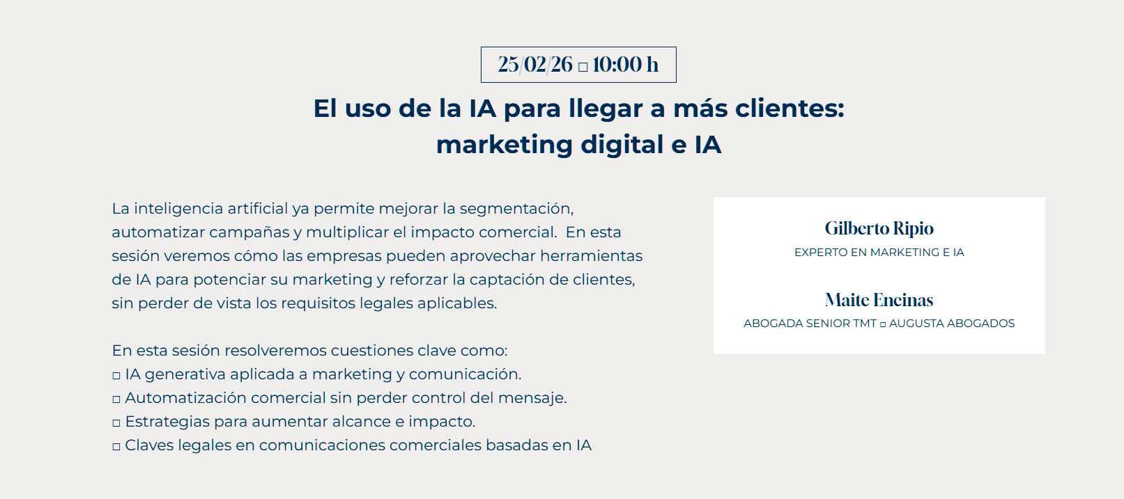 Jornadas de Concienciación sobre el uso de la Inteligencia Artificial en las Empresas - Gilberto Ripio Jornadas de Concienciación sobre el uso de la Inteligencia Artificial en las Empresas