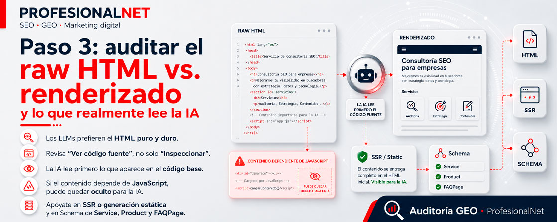 Paso 3: el test del código desnudo: raw HTML vs. renderizado Paso 3: el test del código desnudo: raw HTML vs. renderizado